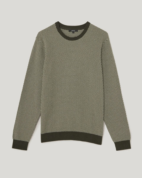 Tricolour Crew Neck Knit, Khaki, hi-res